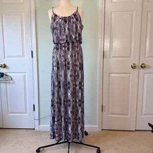 Naïf Maxi Dress XL Boho Paisley Geo Print Sleeveless Blue Pink Geometric